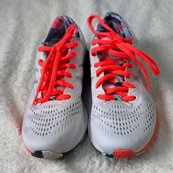 Asics Orange and White Athletic Shoes with Breathable Mesh - Picture 2 of 7